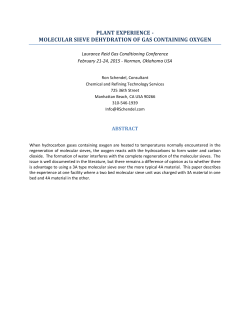 molecular sieve dehydration of gas containing oxygen