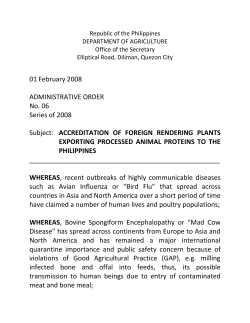ACCREDITATION OF FOREIGN RENDERING PLANTS