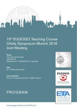10th EUGOGO Teaching Course Orbita Symposium Munich 2016
