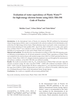 Evaluation of water equivalency of Plastic Water&trade; for high
