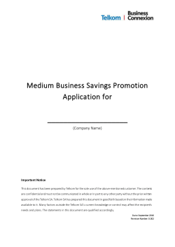 Medium Business Savings Promotion Application for