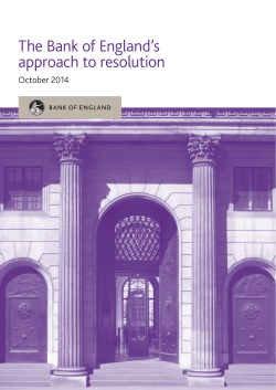 The Bank of England`s approach to resolution