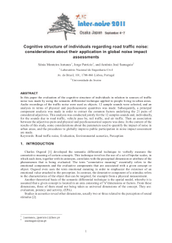 Cognitive structure of individuals regarding road traffic noise