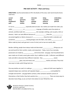 PRE-VISIT ACTIVITY &ndash; Plain and Fancy