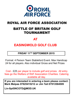 friday 11 th september 2015 - Royal Air Forces Association