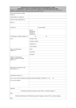 registration of food business establishment form