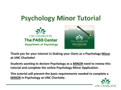 Psychology Minor Tutorial Psychology Minor Requirements