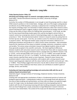 SABER 2017 Abstracts Long Talks