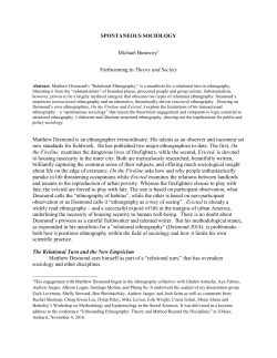 SPONTANEOUS SOCIOLOGY Michael Burawoy1 Forthcoming in