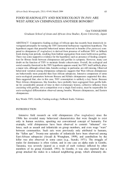 FOOD SEASONALITY AND SOCIOECOLOGY IN PAN: ARE WEST