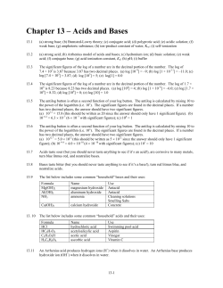 Chapter 13 &ndash; Acids and Bases