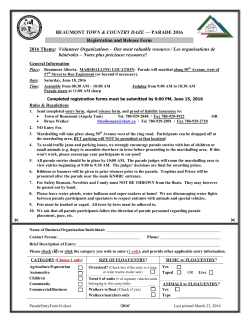 PARADE 2016 Registration and Release Form 2016 Theme