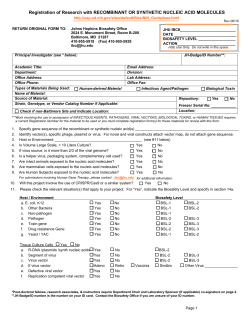 Registration of Research with RECOMBINANT OR SYNTHETIC