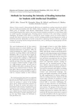 Methods for Increasing the Intensity of Reading Instruction for