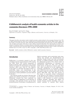 A bibliometric analysis of health economics articles in the economics