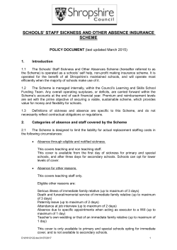 SCHOOLS` STAFF SICKNESS AND OTHER ABSENCE