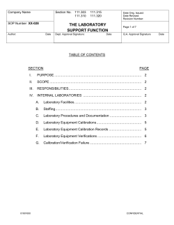 Development and Maintenance of SOPs