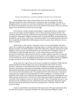 An Alternative Approach to Pre-mediation