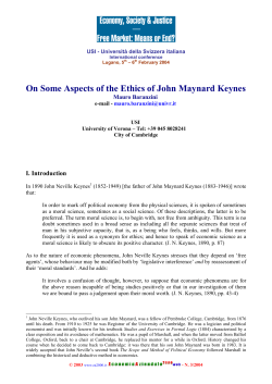 On Some Aspects of the Ethics of John Maynard Keynes
