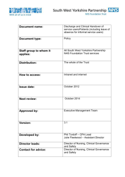 Discharge and Clinical Handover of service users/Patients