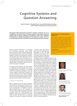 Cognitive Systems and Question Answering