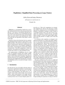 MapReduce: Simplified Data Processing on Large Clusters