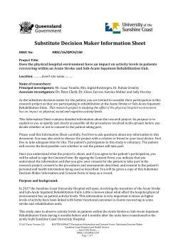 Substitute Decision Maker Information Sheet HREC No: HREC/16