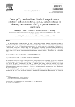 Ocean pCO calculated from dissolved inorganic carbon, alkalinity