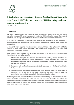(FSC ) in the context of REDD+ Safeguards and non-carbo