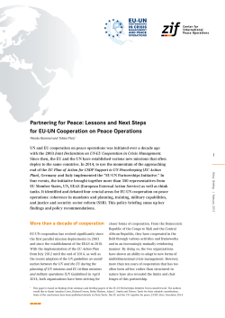 Partnering for Peace: Lessons and Next Steps for EU