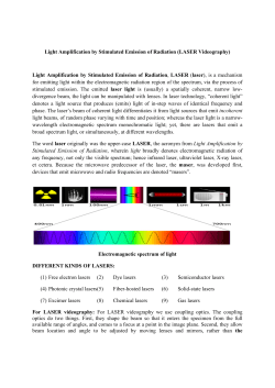 Light Amplification by Stimulated Emission of Radiation (LASER