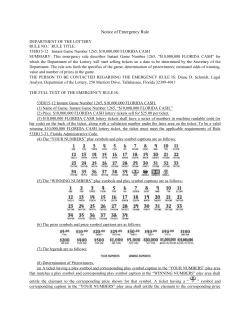 Notice of Emergency Rule DEPARTMENT OF THE LOTTERY RULE