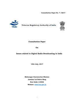 Consultation Paper On Issues related to Digital Radio Broadcasting