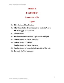 Module 8 TAX BURDEN Lecture (31 - 32) Topics