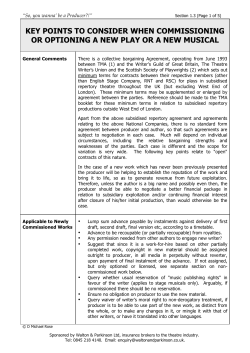 key points to consider when commissioning or optioning a new play