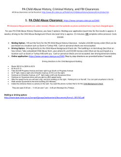 PA Child Abuse History, Criminal History, and FBI Clearances All