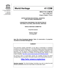 State of conservation of properties inscribed on the World Heritage List