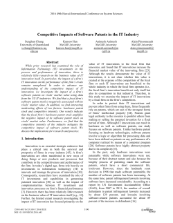Competitive Impacts of Software Patents in the IT Industry