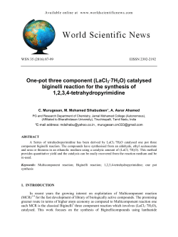 One-pot three component (LaCl3&bull;7H2O) catalysed biginelli reaction