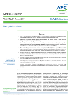 MeReC Bulletin Vol 22 No 1: Making decisions