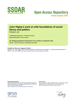 John Higley`s work an elite foundations of social theory