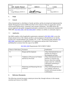 QM &ndash; Quality Manual - Alloys International