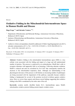 Oxidative Folding in the Mitochondrial Intermembrane Space