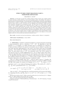 STRUCTURED PERTURBATIONS PART I
