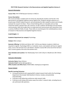 PSYC*6740: Research Seminar in the Neurosciences and Applied