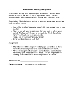 Independent Reading Assignment