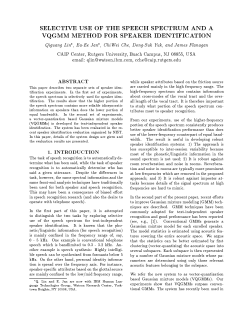 Selective use of the Speech Spectrum and a VQGMM Method for