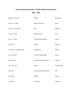 Possible National Team Events 2016 – 2018