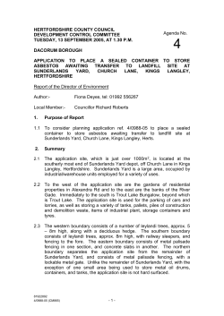 Application to Place a Sealed Container to Store Asbestos Awaiting