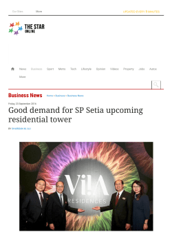 Good demand for SP Setia upcoming residential tower
